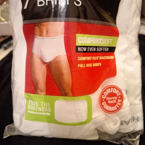 Hanes 7 Pack Mens White Classic Full Rise Briefs Sz 2XL Tagless 100% Cotton New - Picture 3 of 5
